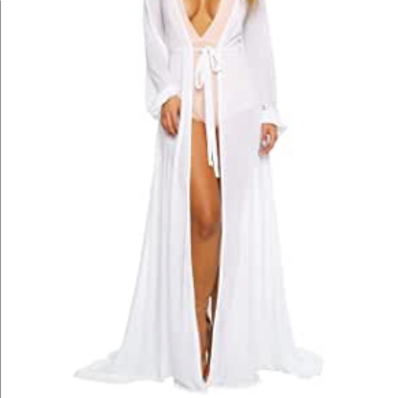 Long Hollywood robe long duster cover up lingerie pinup...